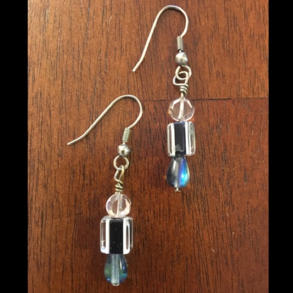 Iridescent Beaded Drop Craft Earrings